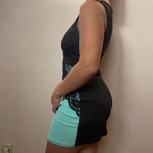 Black and turquoise dress